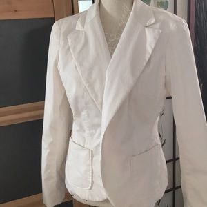NY&Co One Button White Stretch Jacket/Blazer